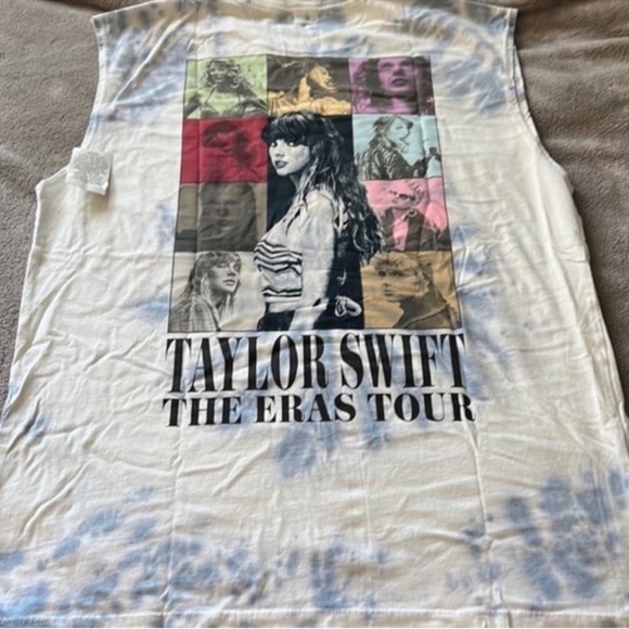 The Eras Tour Official Merch Taylor Swift Blue Tie Dye Tank Top Merchandise Kids - Picture 3 of 5